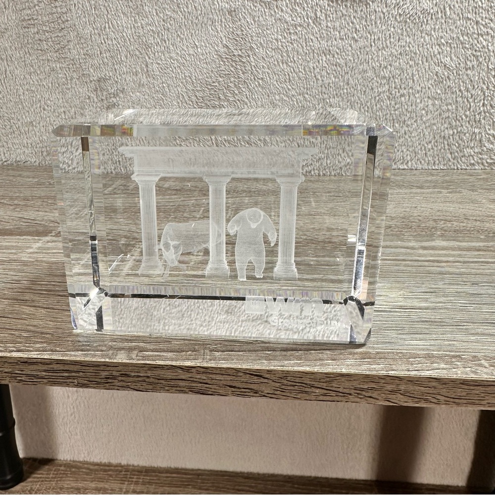 Crystal Paperweight Bear‎ And Bull NY Stock Exchange WM Group Of Funds